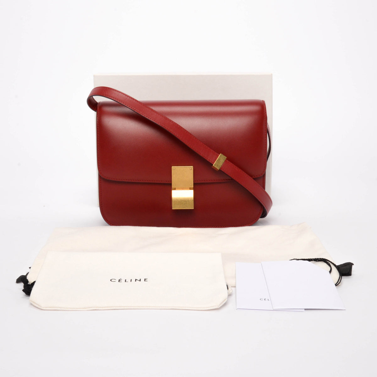 Celine Red Box Calf Classic Box Bag