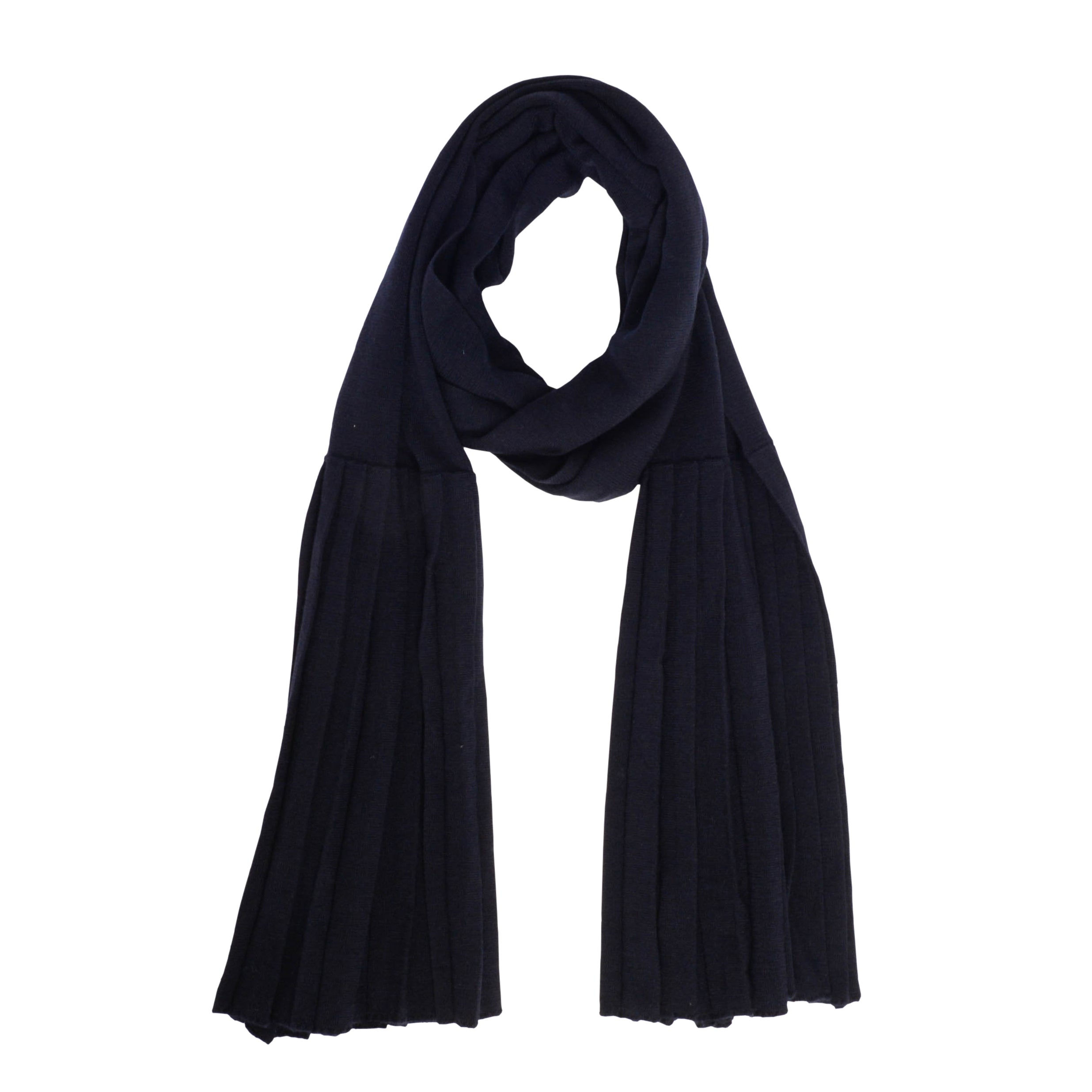 Dior Navy Wool Pleated Stole