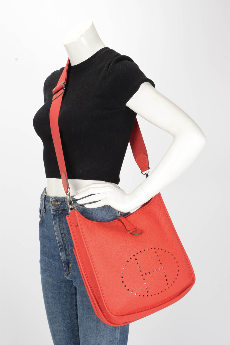 Hermes Rouge Pivoine Taurillon Clemence Evelyne III 29