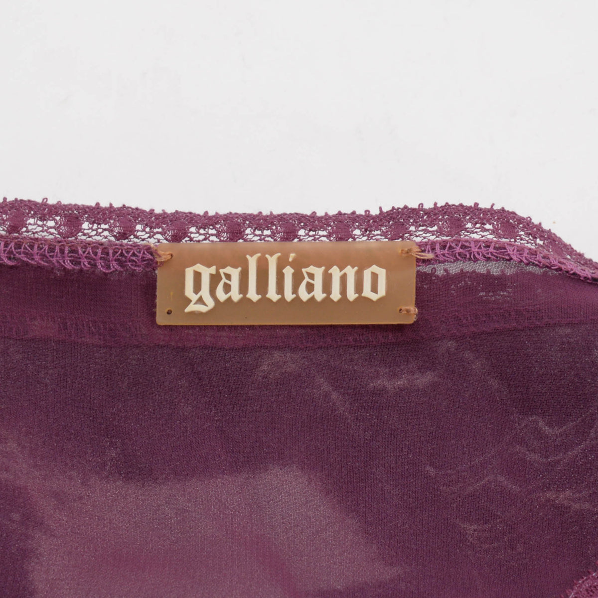 Galliano Purple Silk Logo V-Neck Dress IT 44