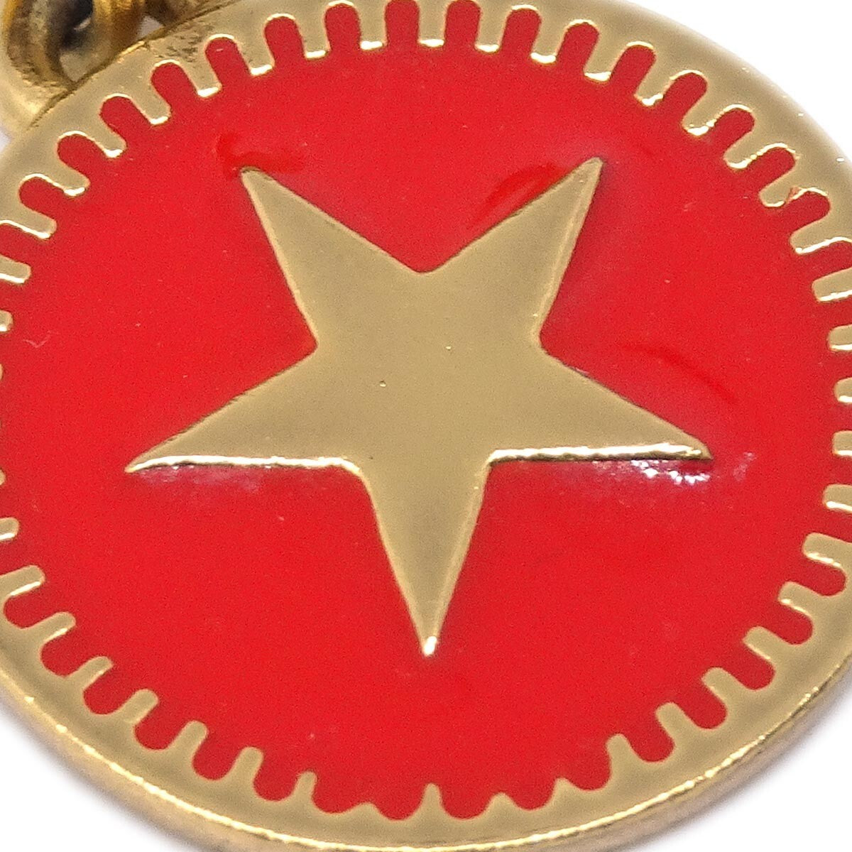 Chanel Vintage Red Enamel CC Star Drop Earrings
