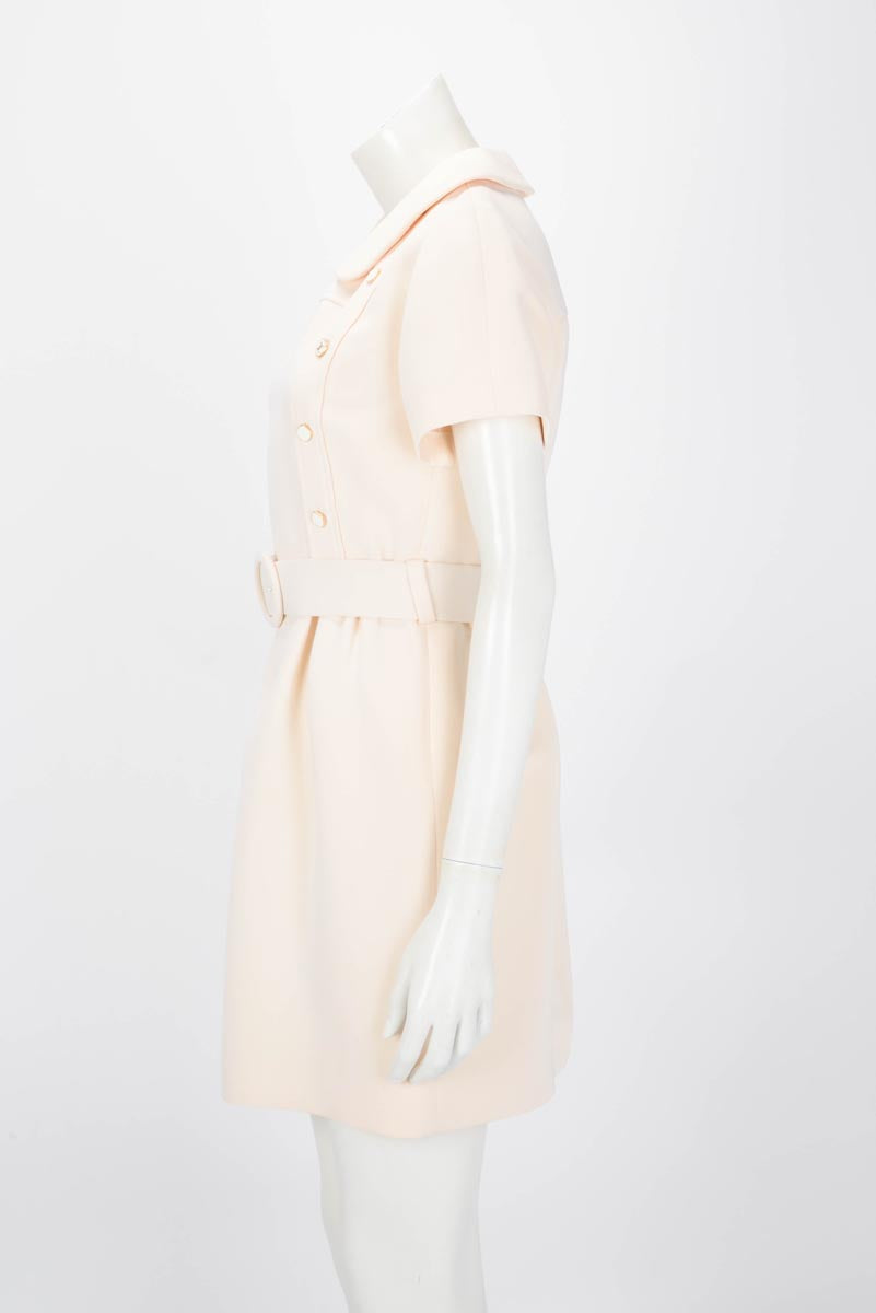 Louis Vuitton Cream Peter Pan Collar Belted Dress FR 38
