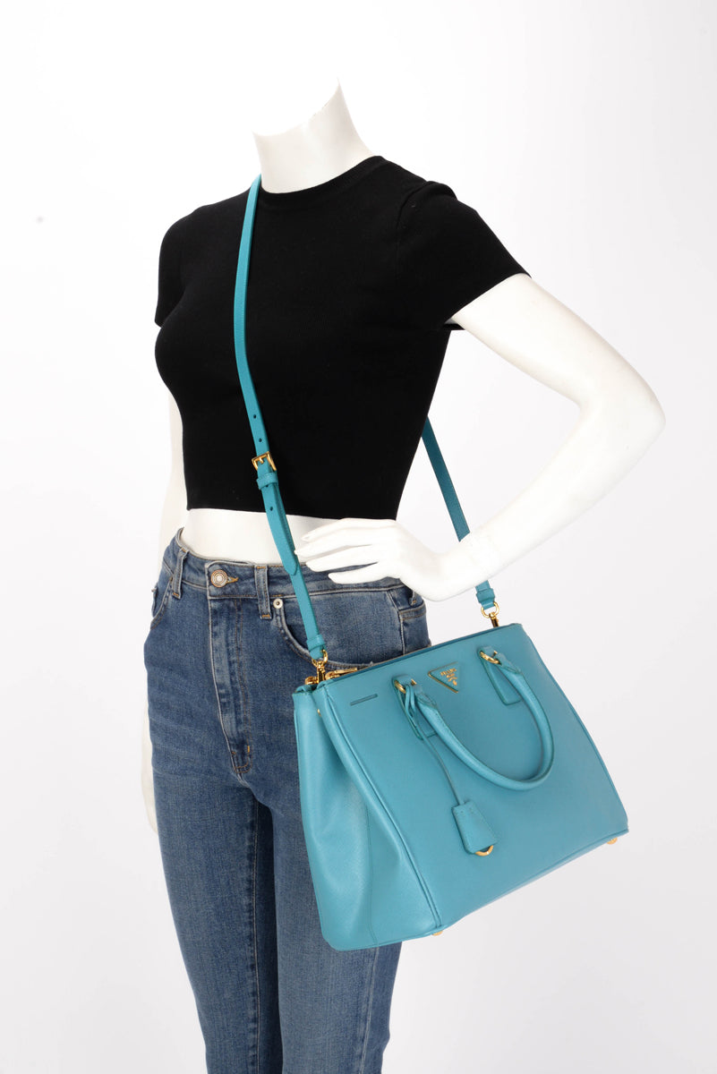 Prada Turquoise Saffiano Lux Large Galleria Tote