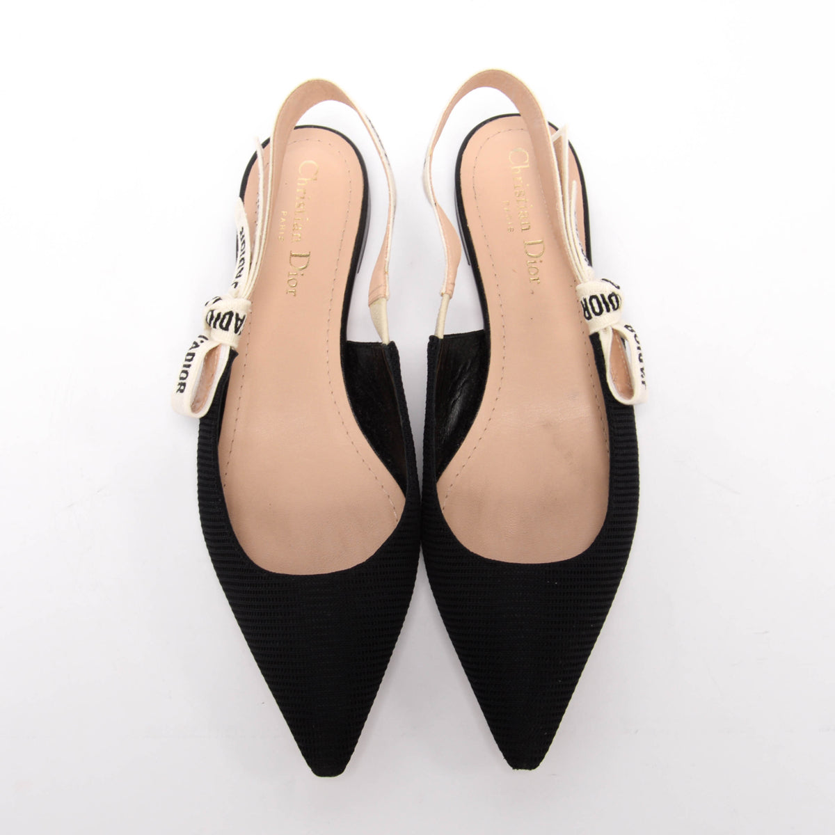 Dior Black Technical Fabric J'Adior Slingback Flats 38.5