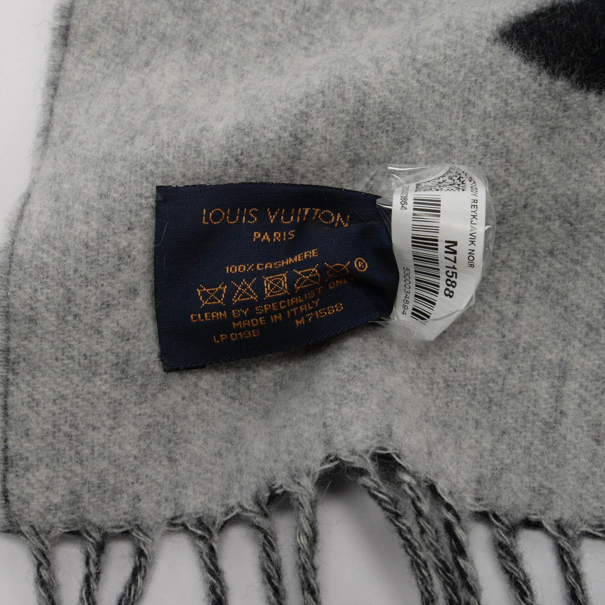 Louis Vuitton Black & Grey Cashmere Studdy Reykjavik Scarf