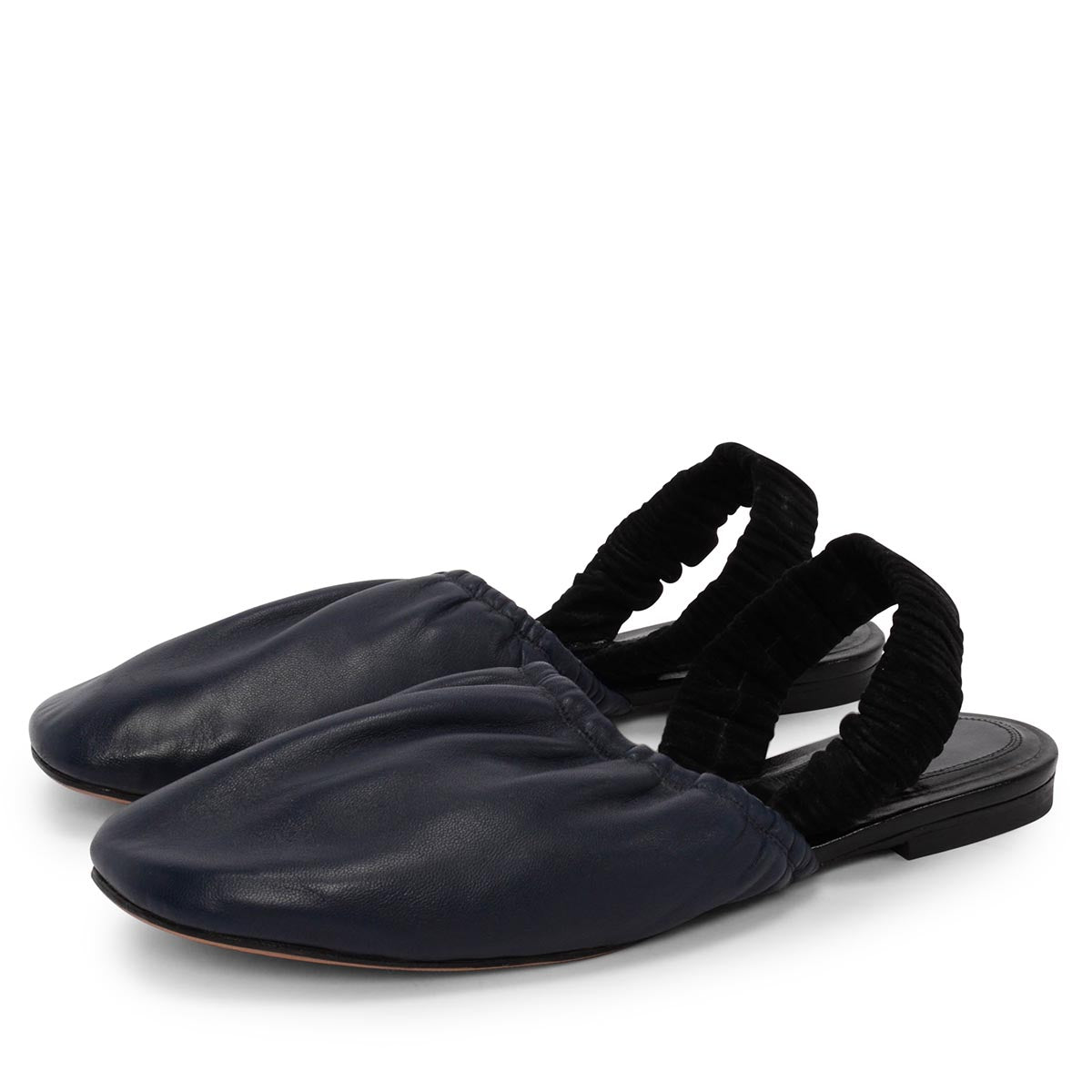 Celine Navy & Black Lambskin Slingback Flats 36.5
