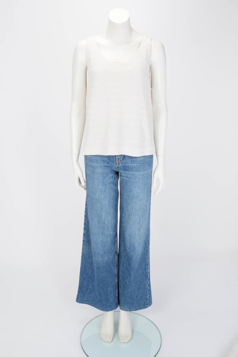 Chanel Cream Cotton CC Singlet Top FR 44