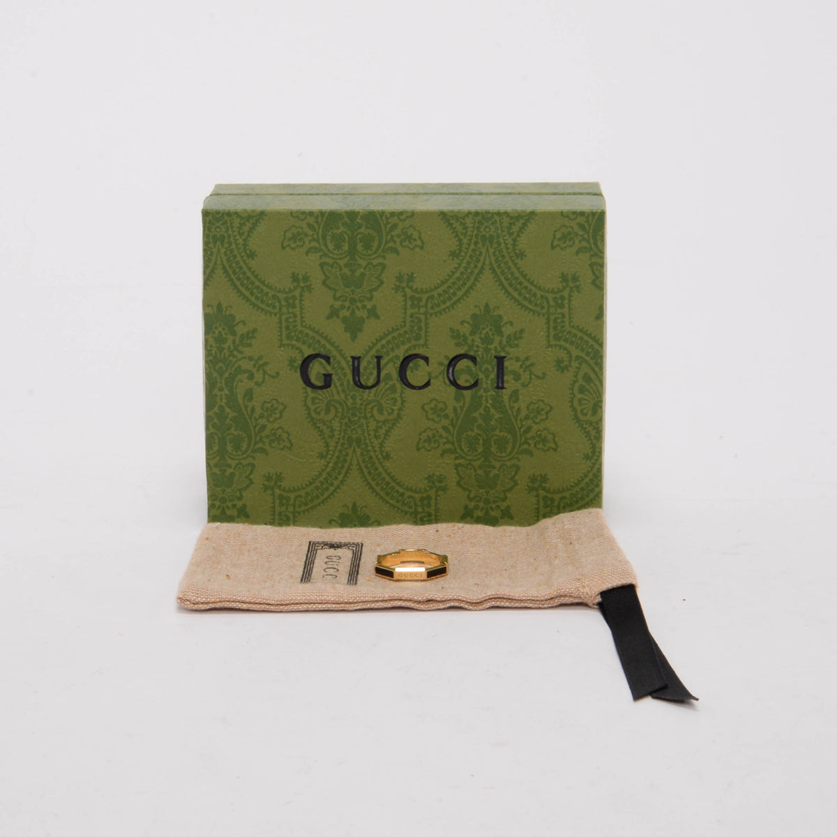 Gucci Black Enamel & Gold Link To Love Diamond Ring