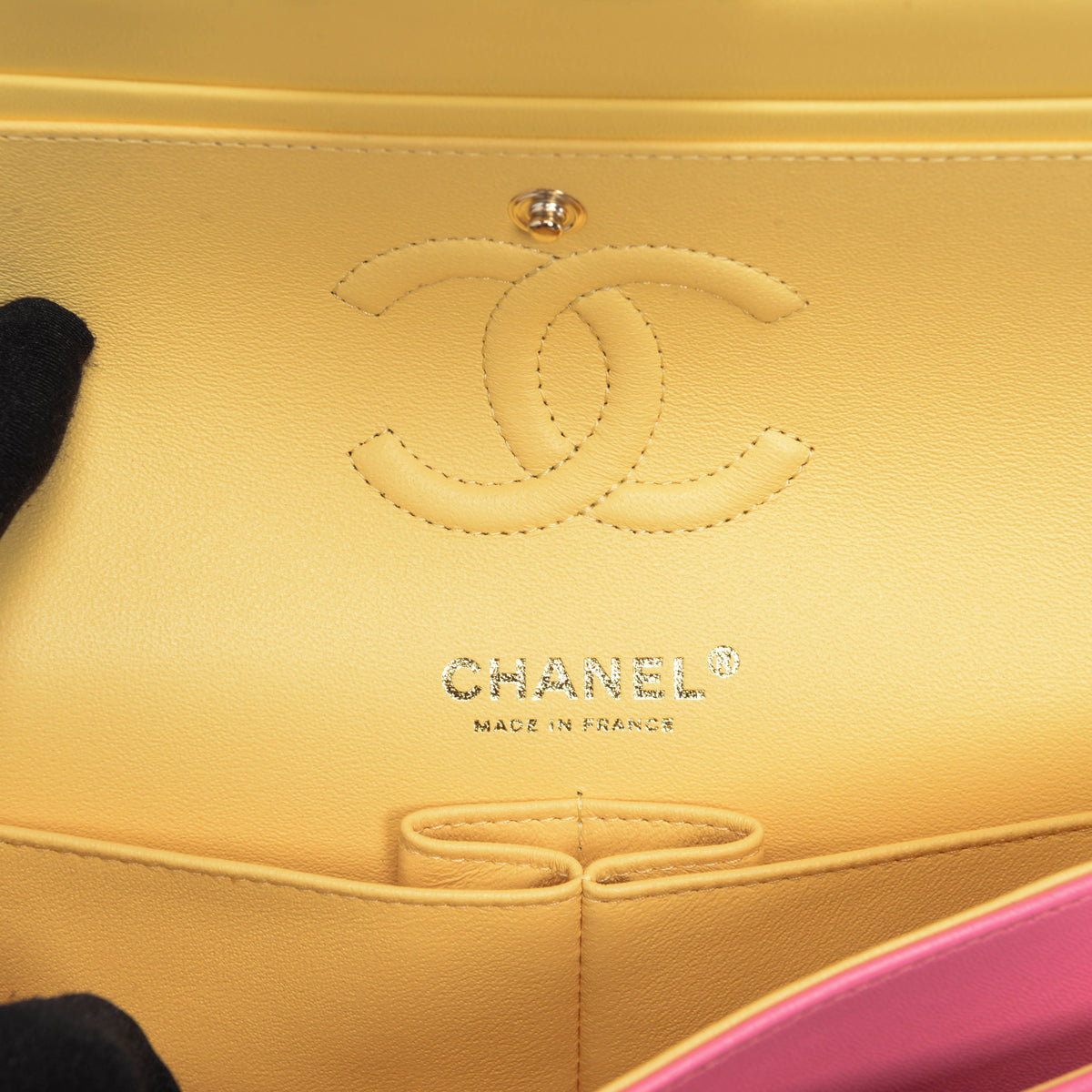 Chanel Pink & Yellow Quilted Lambskin Small Classic Flap Bag