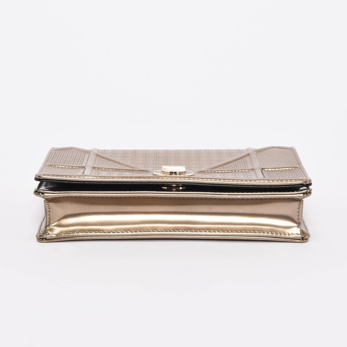 Dior Metallic Gold Micro Cannage Diorama Clutch