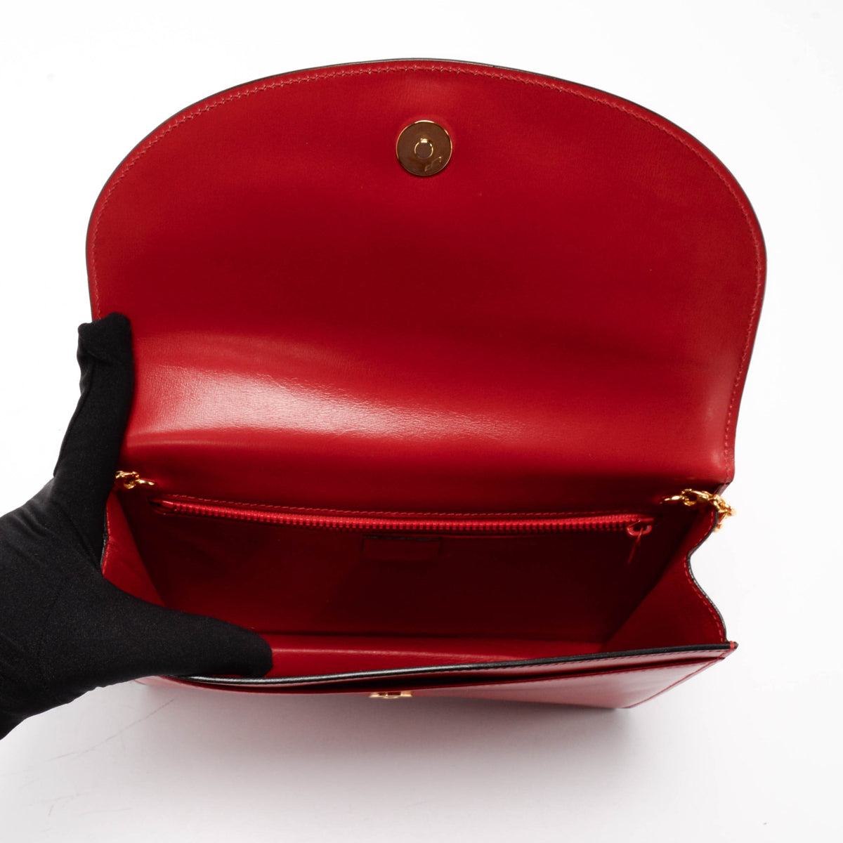 Celine Vintage Red Calfskin Starball Chain Shoulder Bag