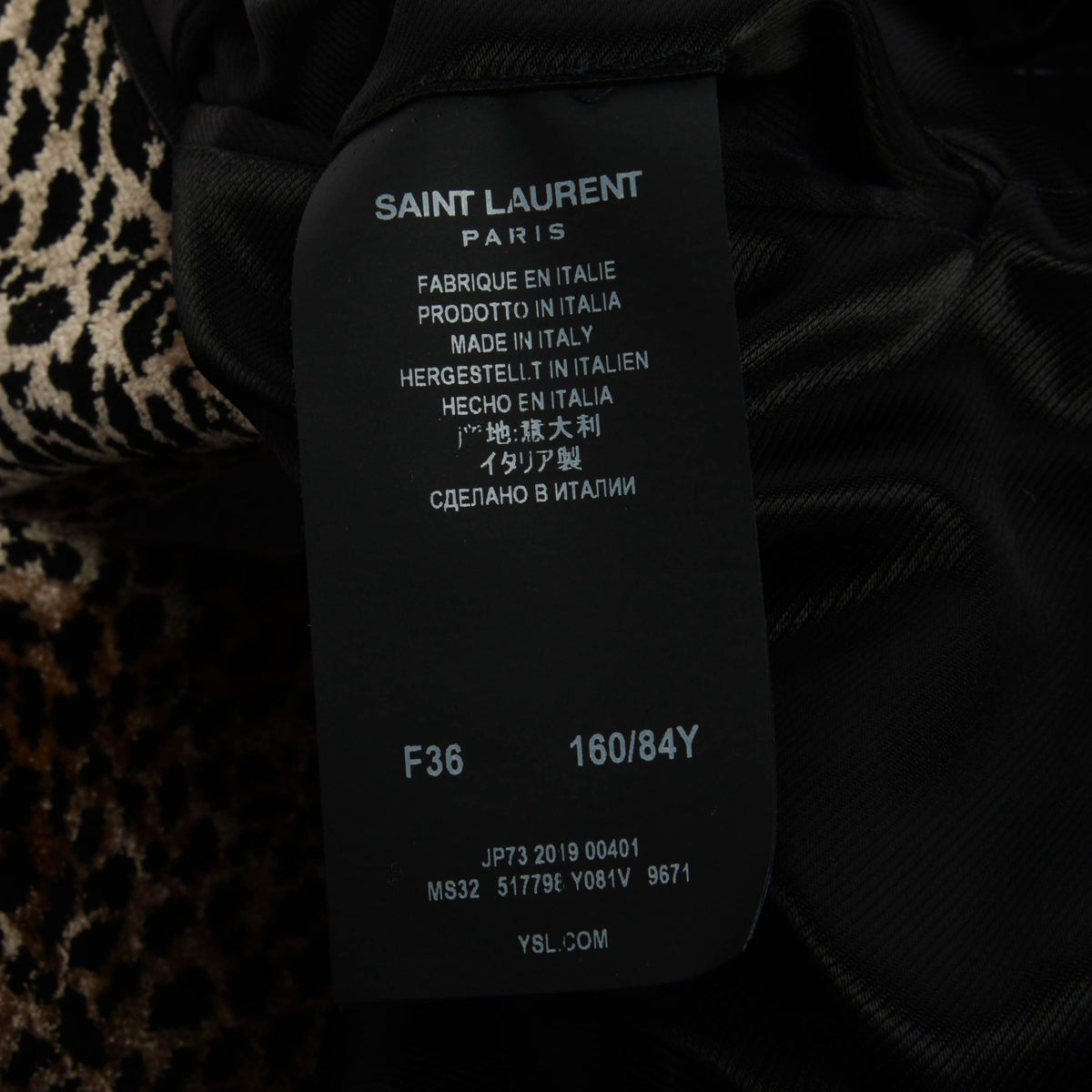 Saint Laurent Leopard Print Velvet Coat FR 36