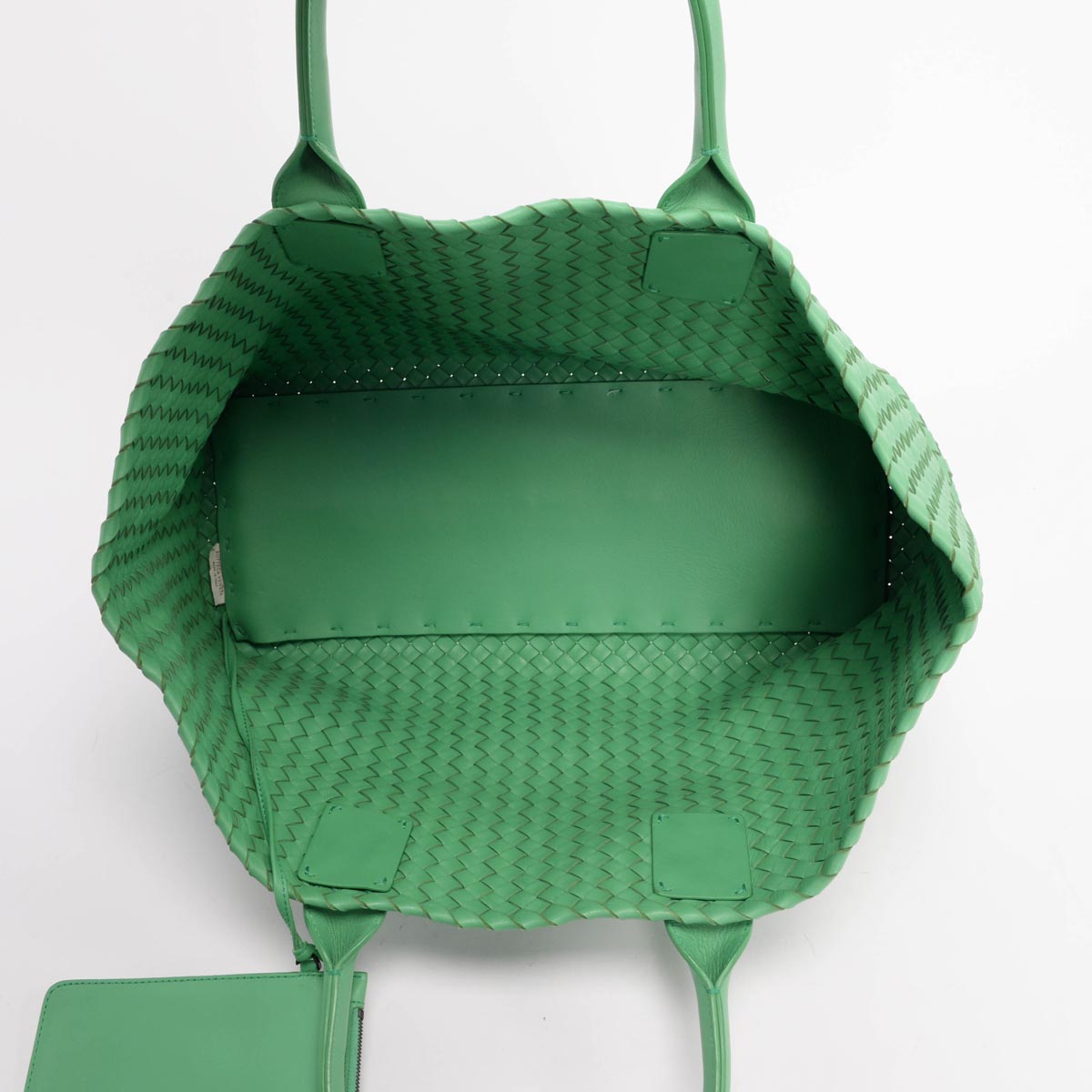 Bottega Veneta Trefle Green Intrecciato Medium Cabat Tote