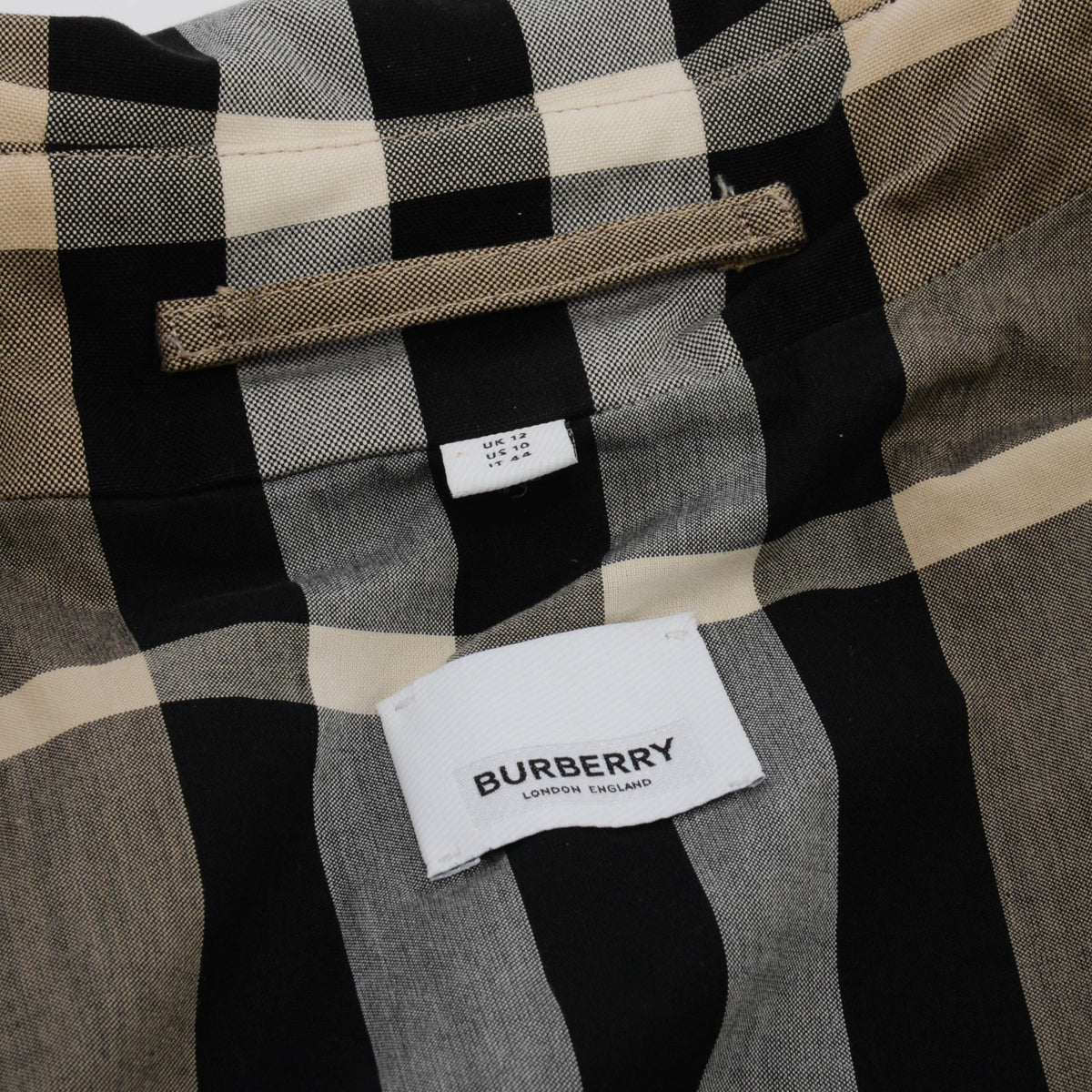 Burberry Soft Fawn Cotton Gabardine Check Panel Trench Coat UK 12