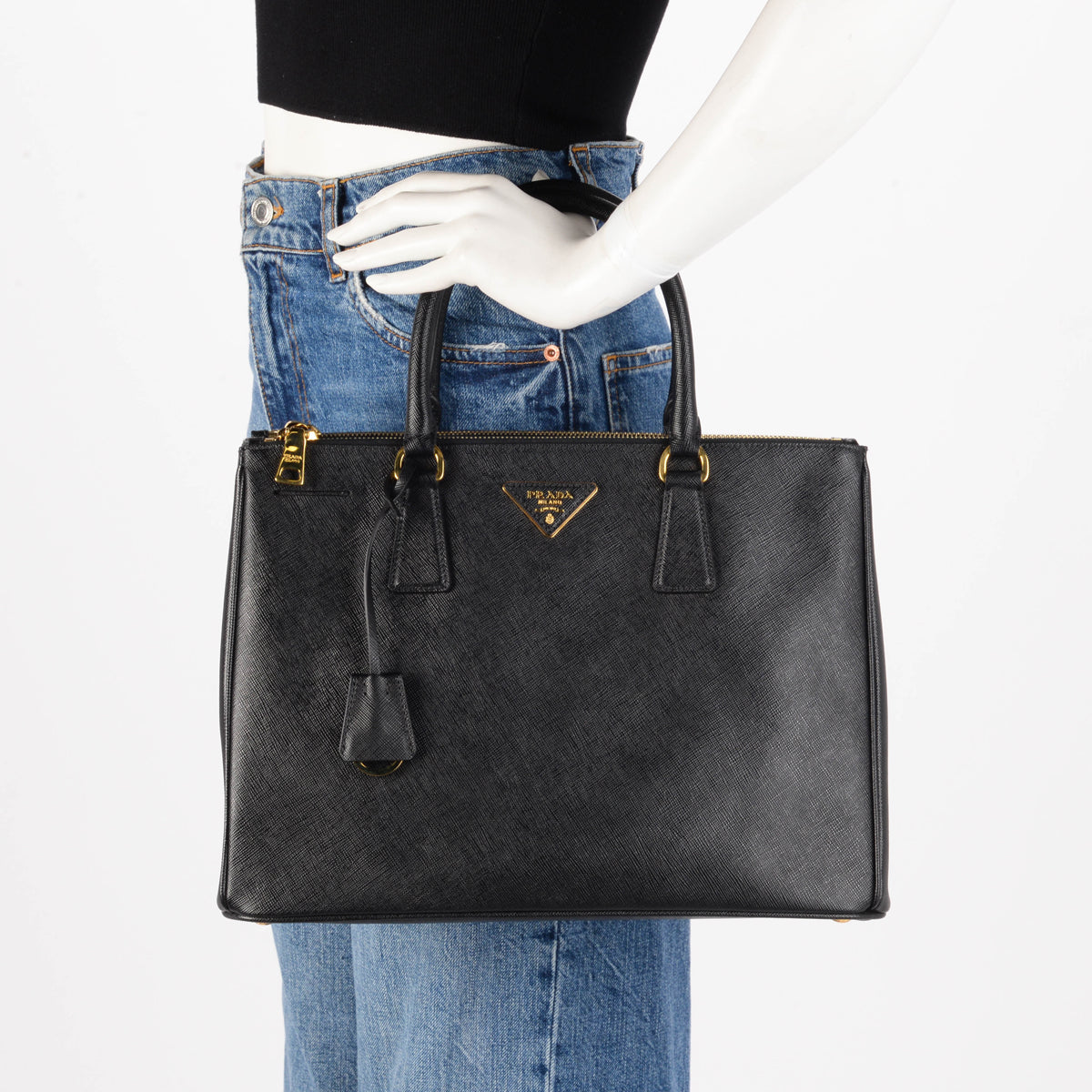 Prada Black Saffiano Medium Galleria Tote