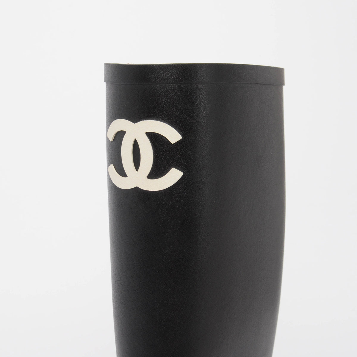 Chanel Black Rubber CC Rain Boots 40