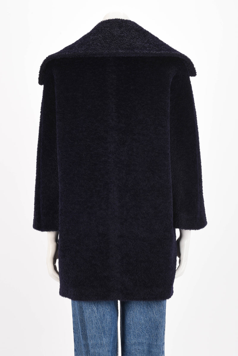 Max Mara Navy Alpaca Blend Wide Collar Coat IT 36