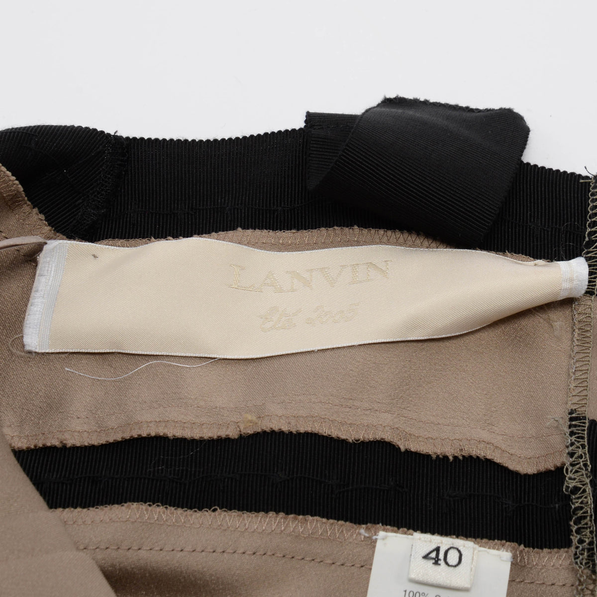 Lanvin Bronze Satin Crystal Embellished Dress FR 40