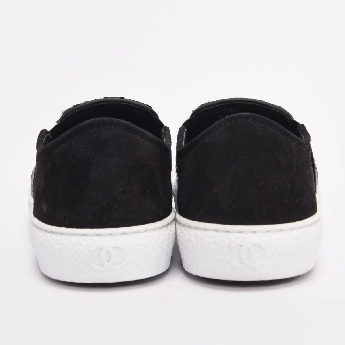Chanel Black Tweed Slip-On Sneakers 37.5