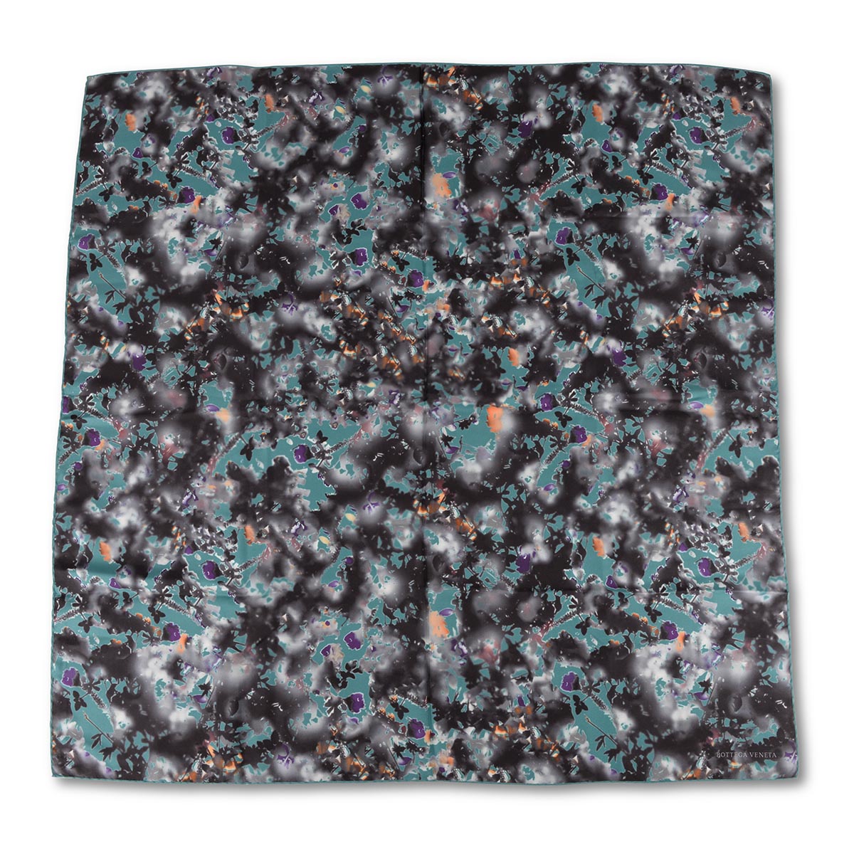 Bottega Veneta Turquoise Silk Digital Floral Print Scarf