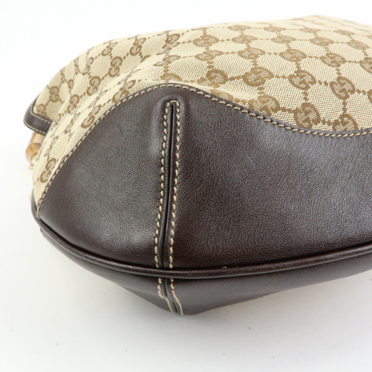 Gucci Beige GG Canvas Bamboo Peggy Hobo Bag