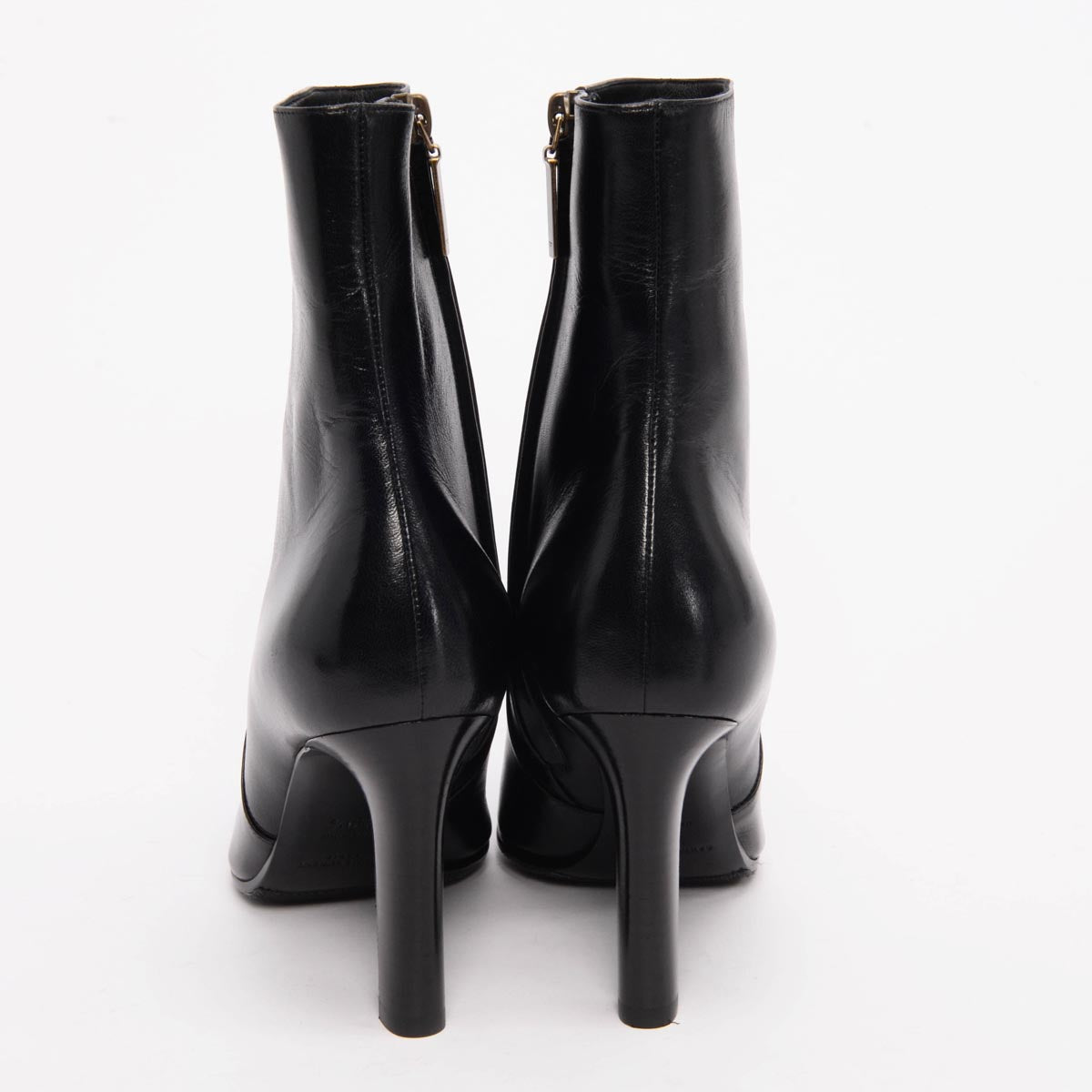 Saint Laurent Black Shiny Calfskin Jane Ankle Boots 39.5