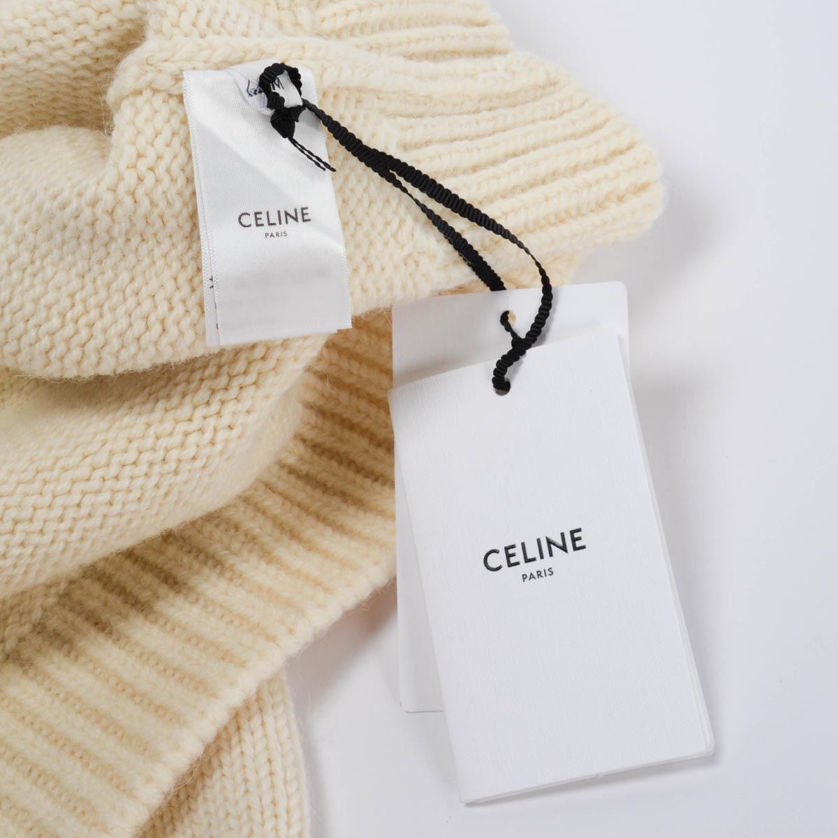 Celine Ecru Wool Knit Triomphe Sweater M