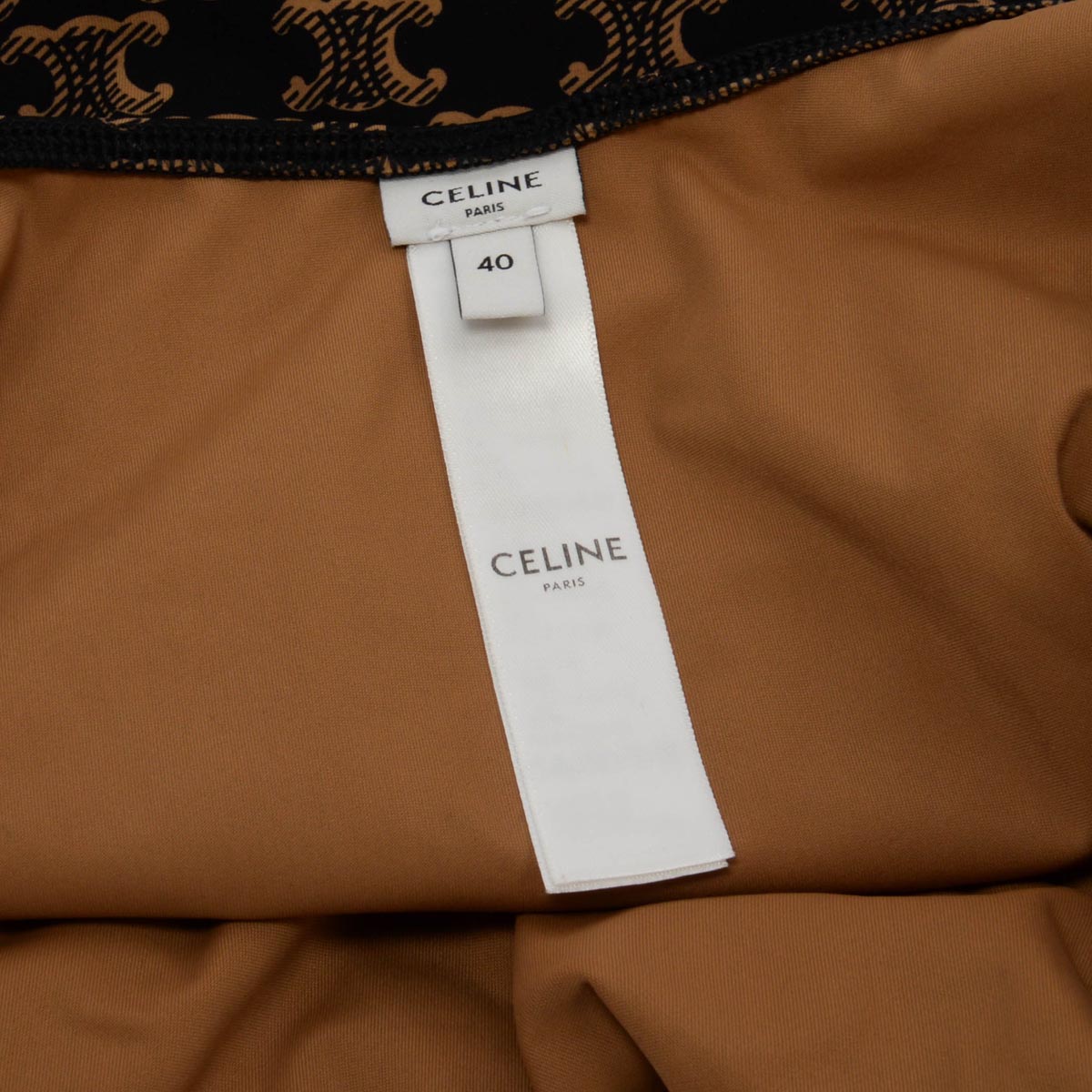 Celine Brown Monogram Jersey V-Neck One Piece Swimsuit FR 40