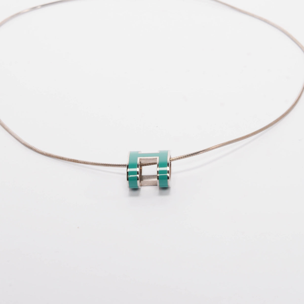 Hermes Vert Jade Palladium Plated Pop H Necklace