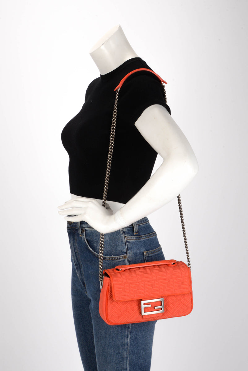 Fendi x Skims Orange Technical Knit Midi Chain Baguette
