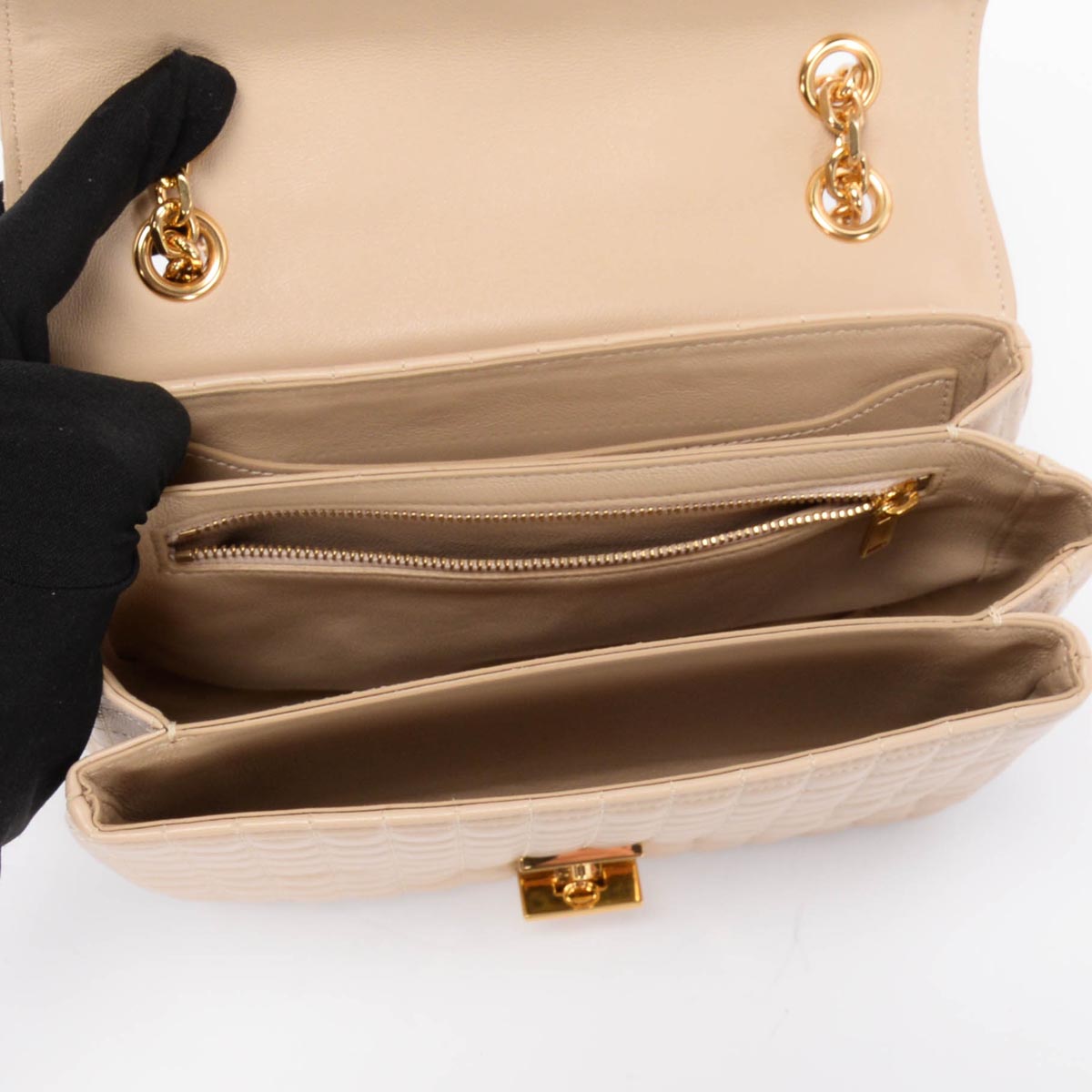 Celine Nude Quilted Calfskin Medium C Bag