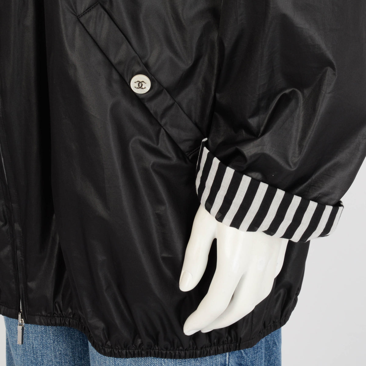 Chanel Black Nylon Coco Beach Shell Parka Jacket FR 36