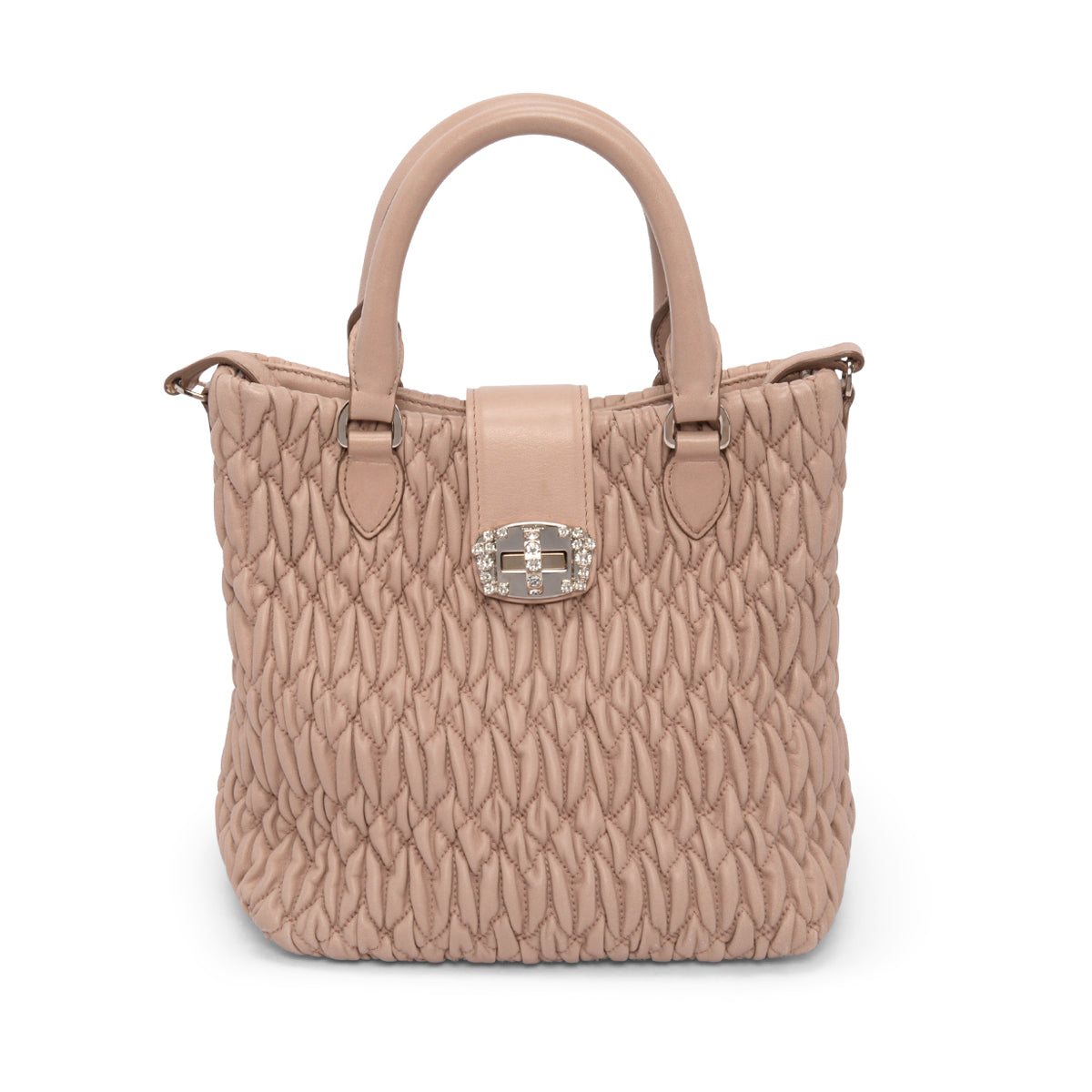 Miu Miu Beige Matelasse Mini Crystal Tote