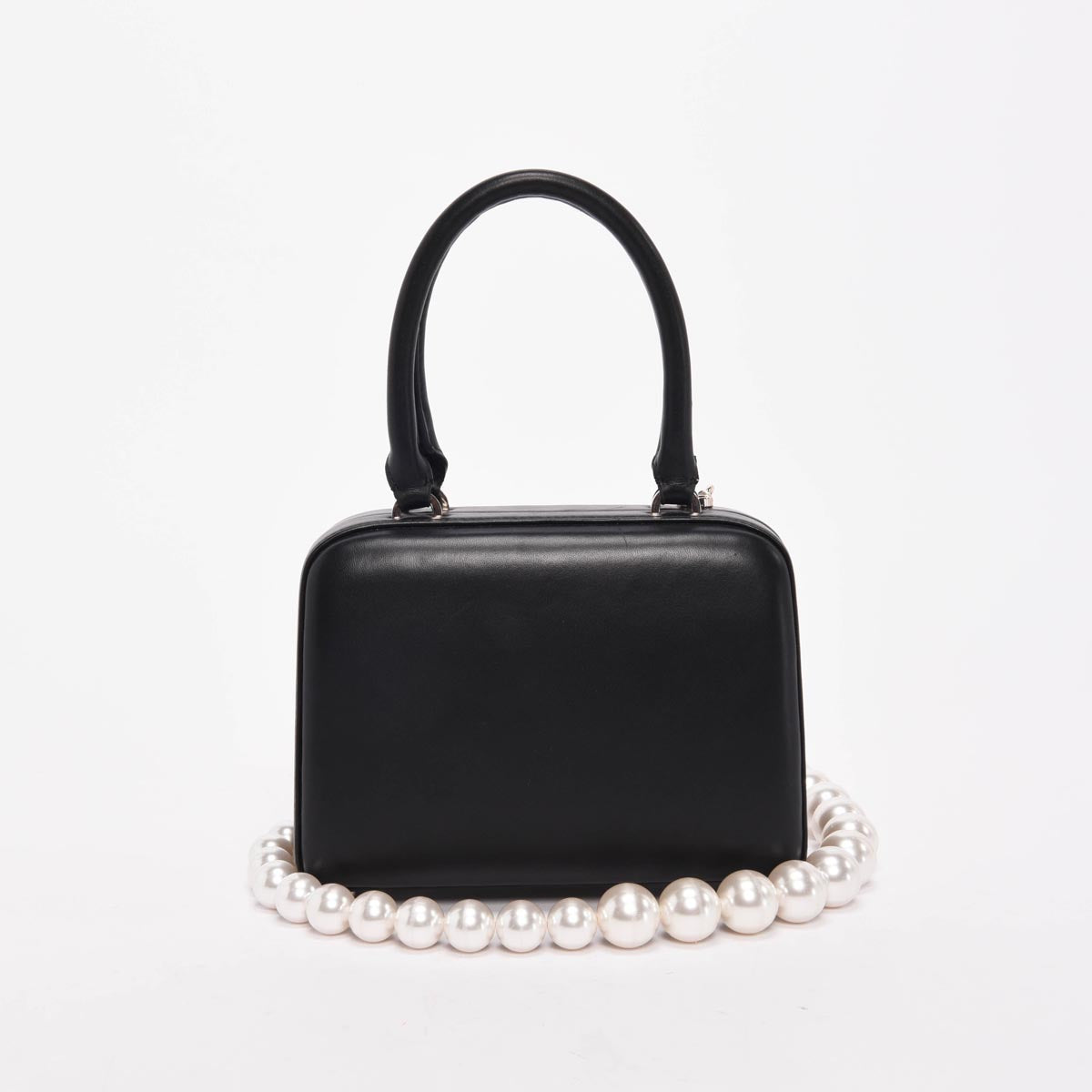 Simone Rocha Black Lambskin Mini Handheld Case With Pearl Strap