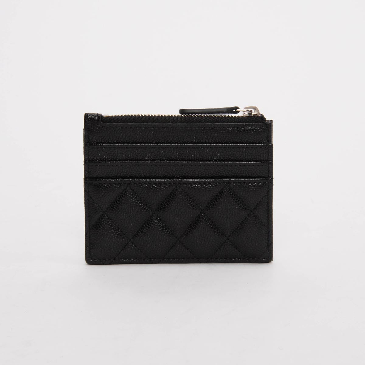 Chanel Black Quilted Caviar CC Zip Card Holder