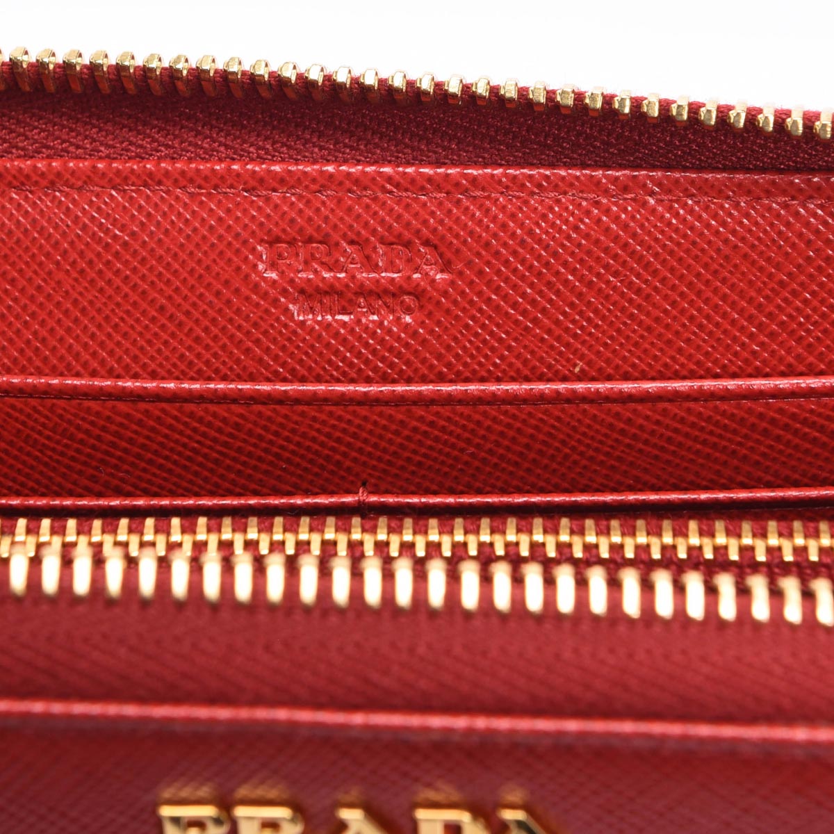 Prada Red Saffiano Zippy Long Wallet