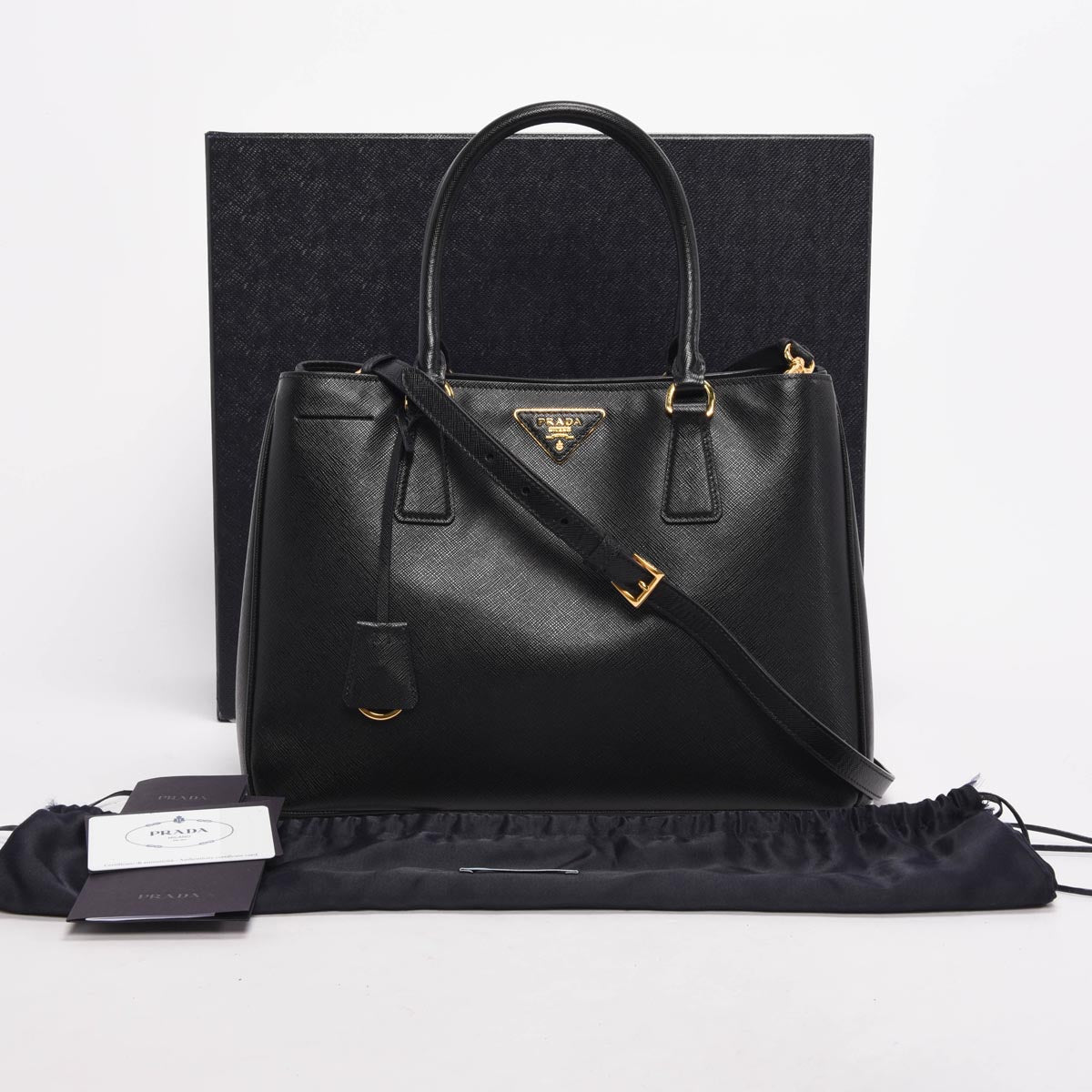 Prada Black Saffiano Lux Medium Galleria Tote