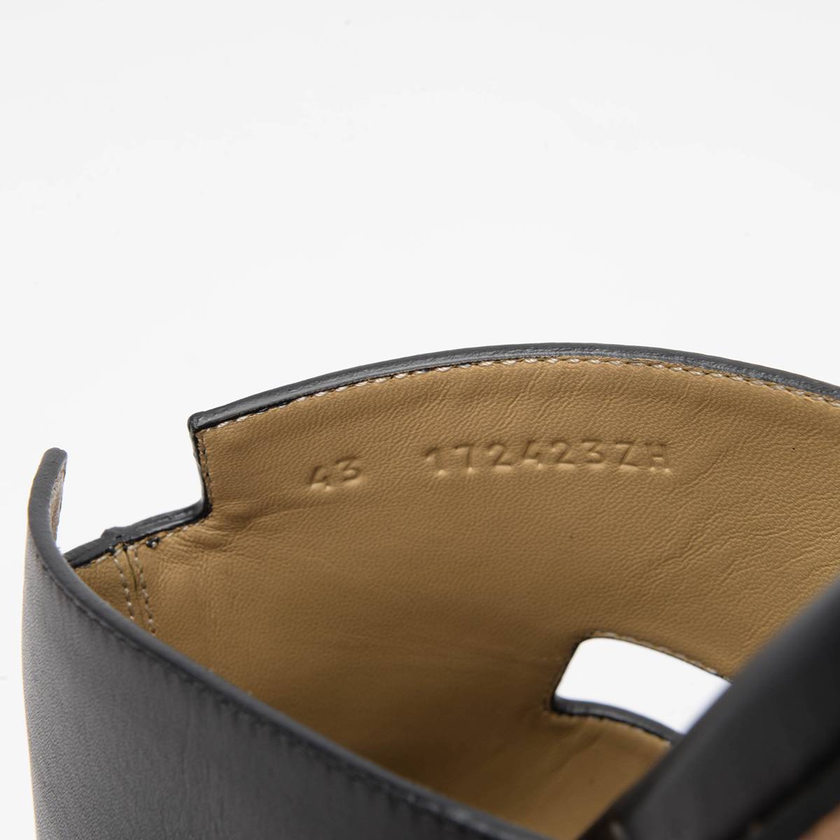 Hermes Black Calfskin Pharaon Sandals 43