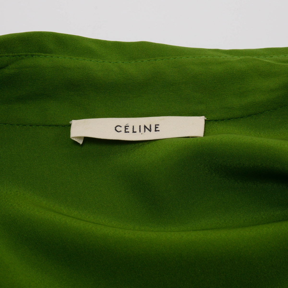 Celine Green Silk Belted Midi Dress FR 34