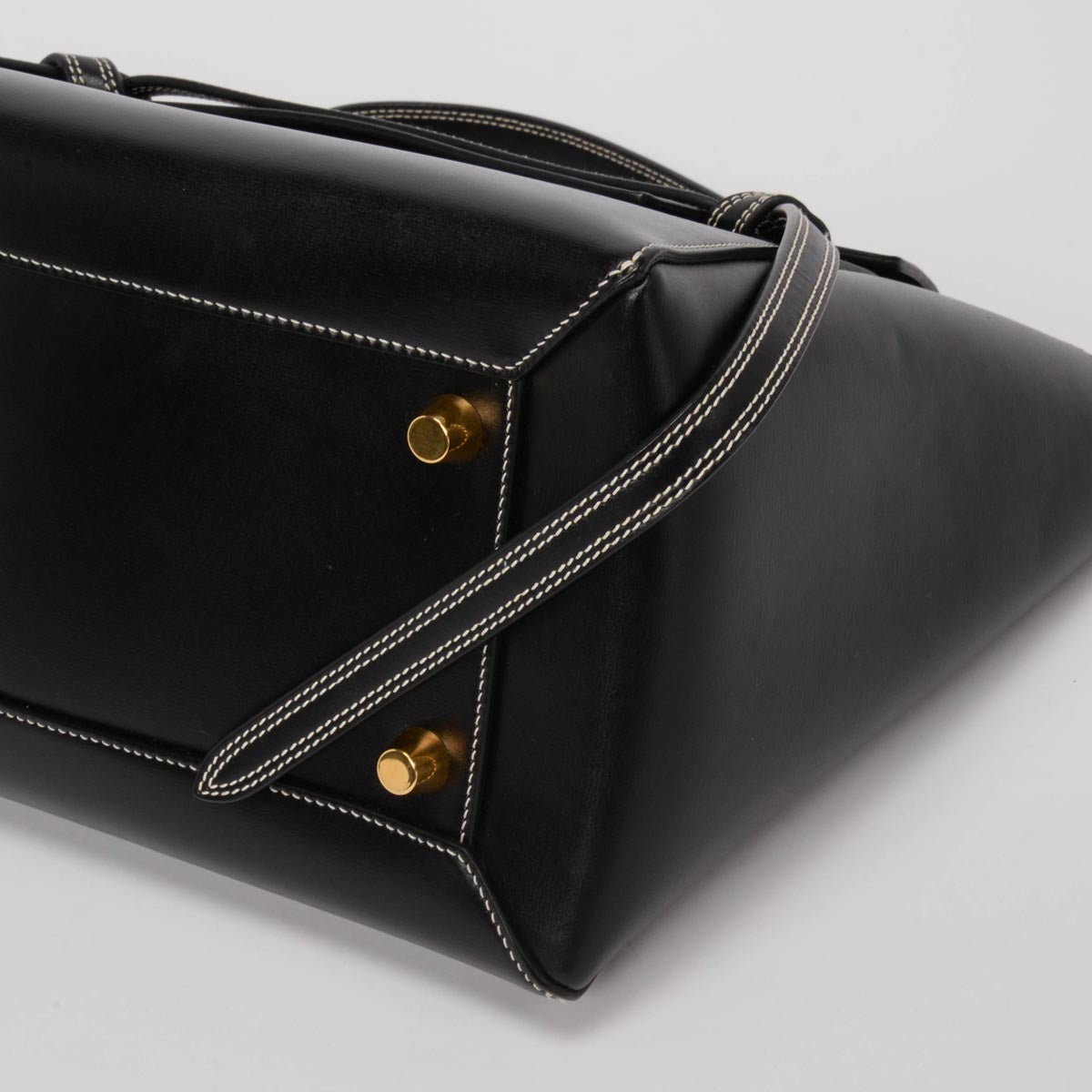 Celine Black Smooth Calfskin Double Stitching Mini Belt Bag
