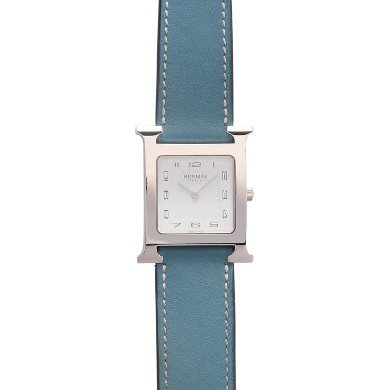Hermes Blue Jean Swift Heure H Medium Model Watch
