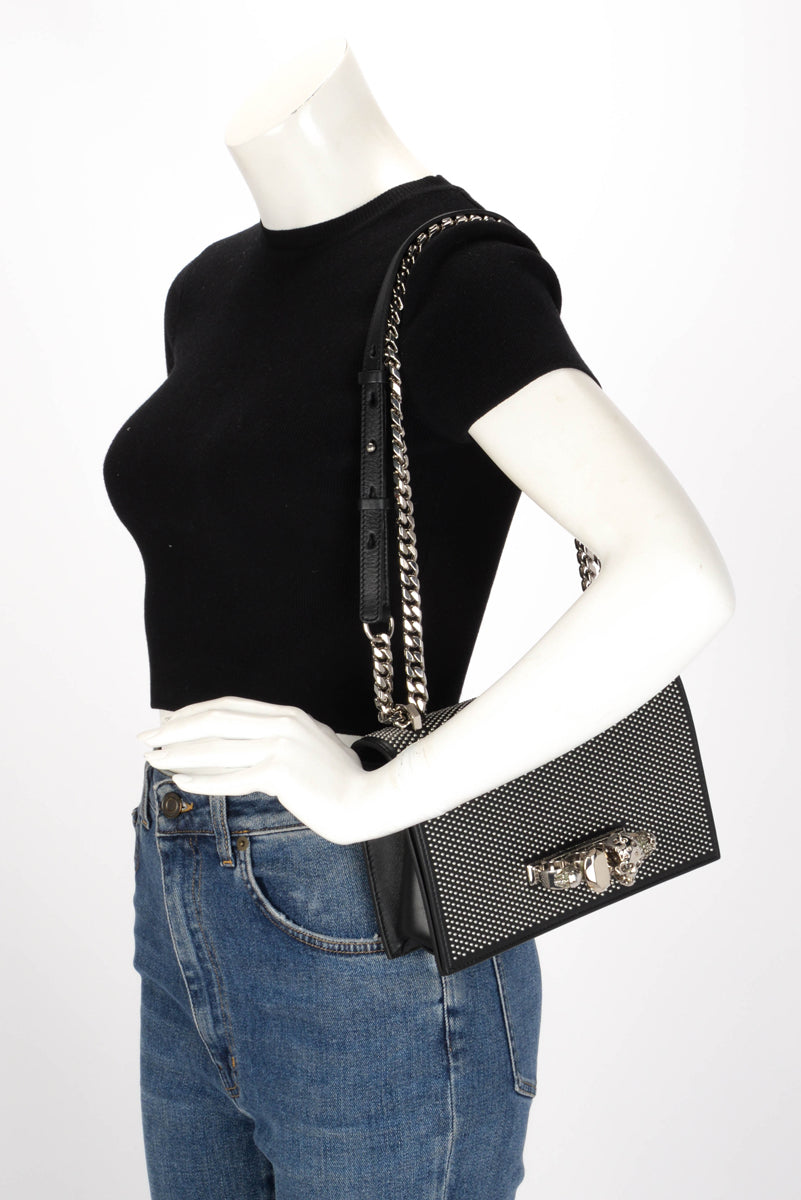 Alexander McQueen Black Studded Knuckle Cross Body Bag