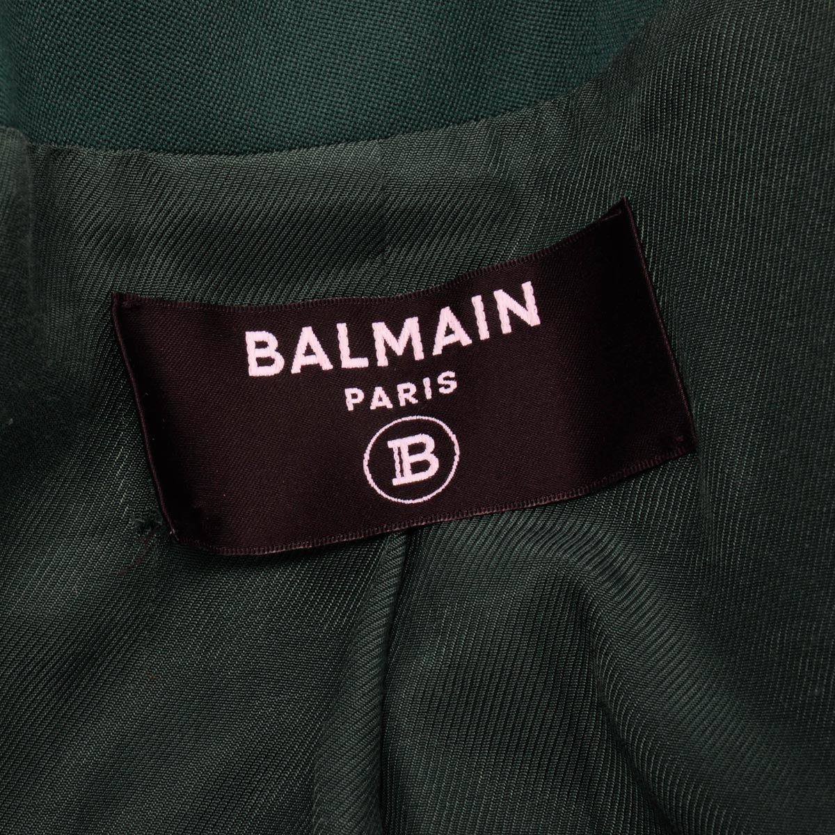 Balmain Green Wool Double Breasted Longline Jacket IT 40