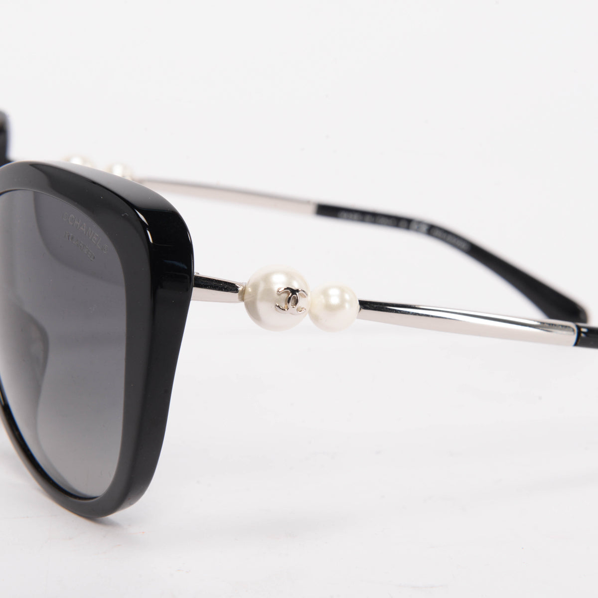 Chanel Black Acetate & Pearl Butterfly Sunglasses