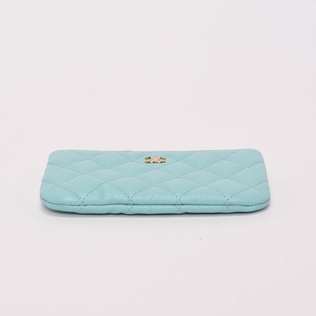 Chanel Tiffany Blue Quilted Caviar Classic Small Zipped Pouch