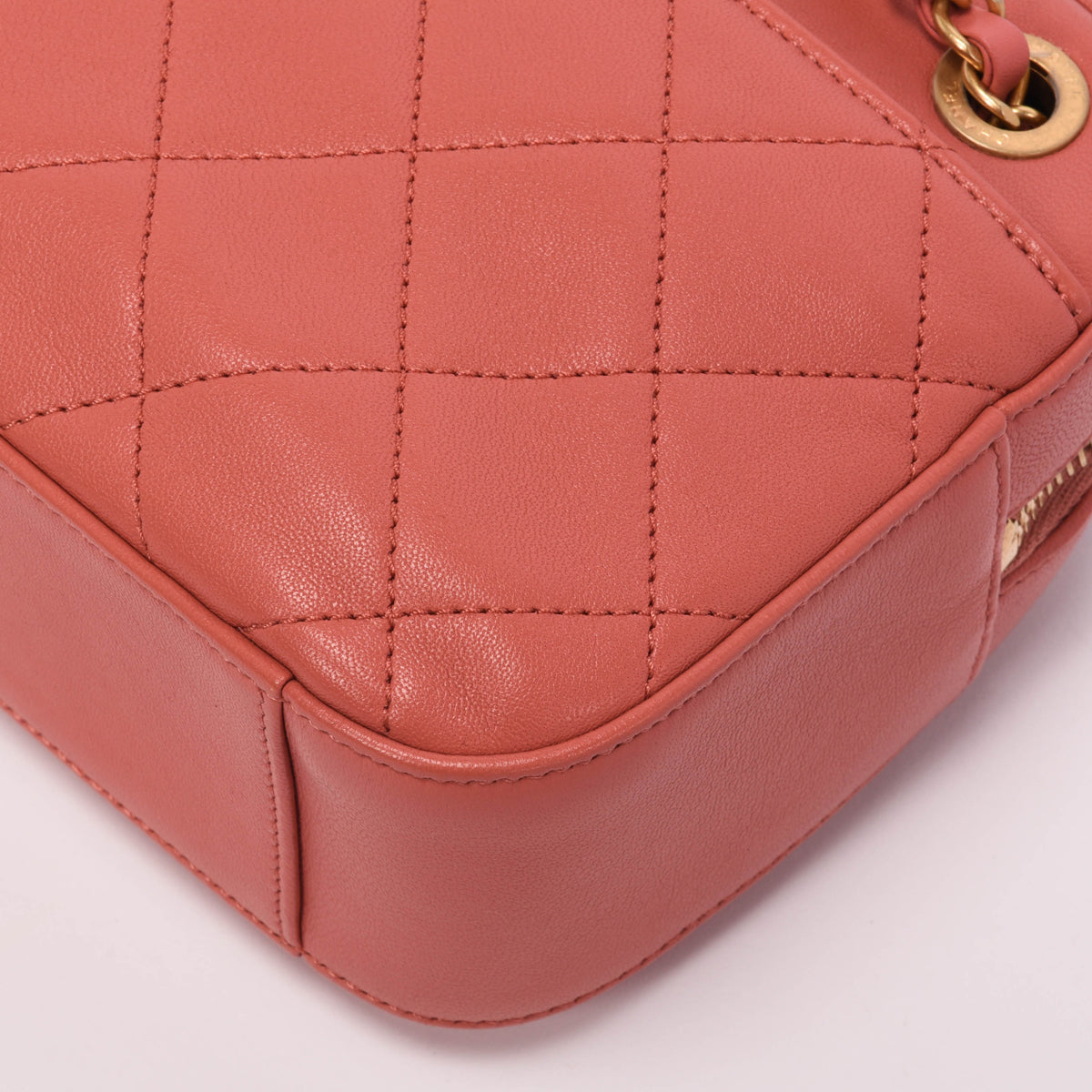 Chanel Dusty Pink Quilted Lambskin Chain Infinity Camera Case