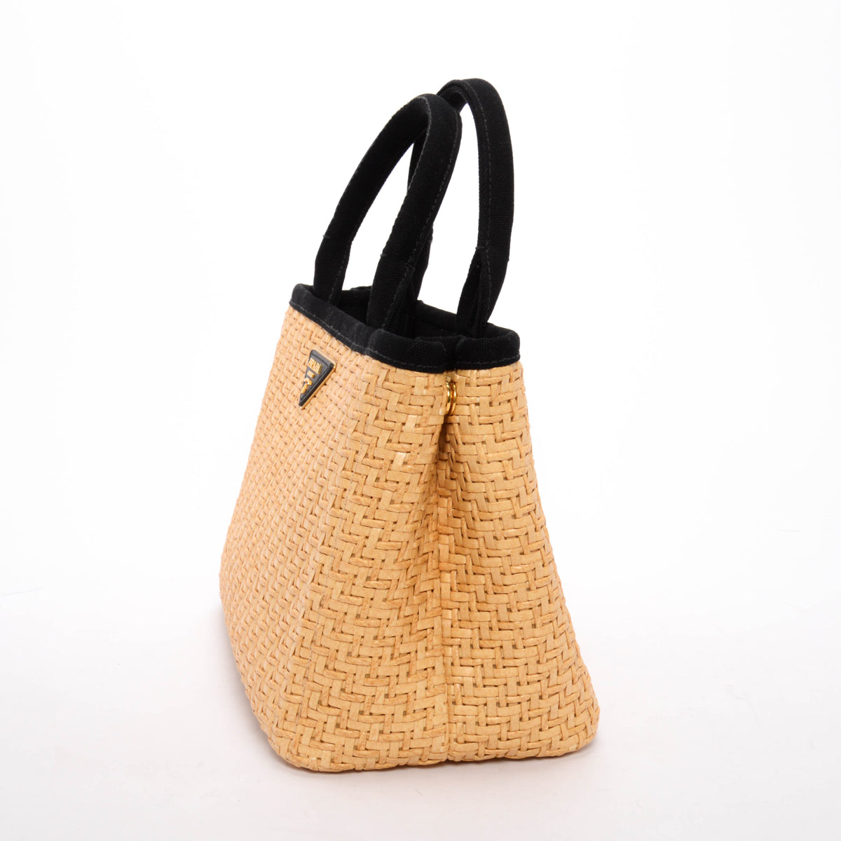 Prada Black Woven Raffia Basket Tote
