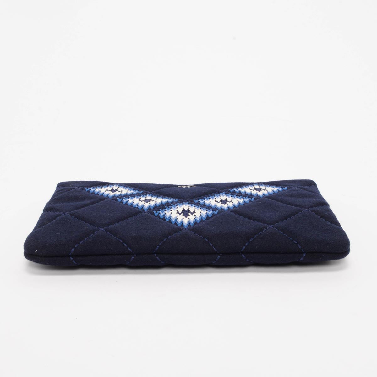 Chanel Navy Embroidered Felt Medium O-Case