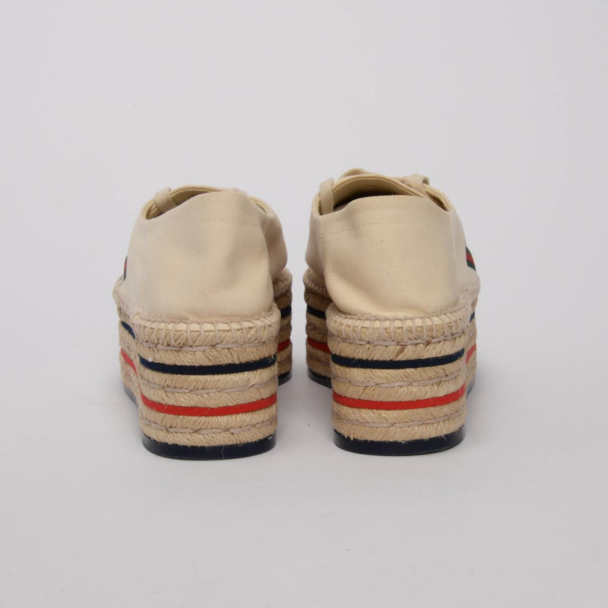 Gucci Ecru Canvas Logo Platform Espadrille Sneakers 41