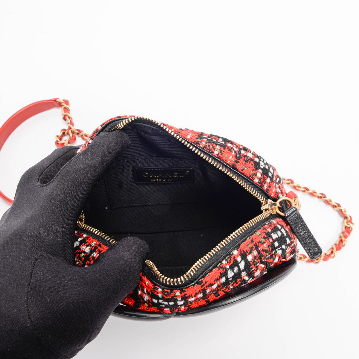 Chanel Red Tweed & Lambskin Coco Midnight Camera Case